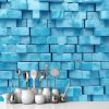 Picture of Hand Made Wallpaper 3D Wall Mural 3d Brick Wall Rendering Of A Soft Blue