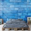 Picture of Hand Made Wallpaper 3D Wall Mural Brick Wall Texture Background Blue Painted Square Block