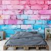 Picture of Hand Made Wallpaper 3D Wall Mural Vibrant Background Pink And Blue Textured Wall