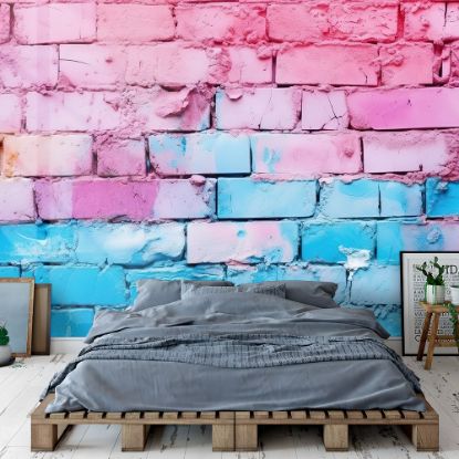 Picture of Hand Made Wallpaper 3D Wall Mural Vibrant Background Pink And Blue Textured Wall