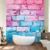 Picture of Hand Made Wallpaper 3D Wall Mural Vibrant Background Pink And Blue Textured Wall