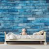 Picture of Hand Made Wallpaper 3D Wall Mural Brick Wall Texture Vector The Textured Blue Bricks Adorning A House