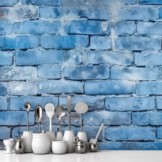 Picture of Hand Made Wallpaper 3D Wall Mural Brick Wall Texture Vector The Textured Beauty Of A House S Blue