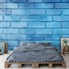 Picture of Hand Made Wallpaper 3D Wall Mural Brick Wall Texture Background Trendy Blue And Calm Color With Ample Copy Space For Design