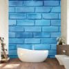 Picture of Hand Made Wallpaper 3D Wall Mural Brick Wall Texture Background Trendy Blue And Calm Color With Ample Copy Space For Design