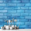 Picture of Hand Made Wallpaper 3D Wall Mural Brick Wall Texture Background Trendy Blue And Calm Color With Ample Copy Space For Design