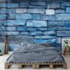 Picture of Hand Made Wallpaper 3D Wall Mural Stone Background Texture Blue Wall