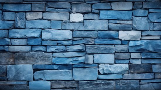 Picture of Hand Made Wallpaper 3D Wall Mural Stone Background Texture Blue Wall