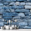 Picture of Hand Made Wallpaper 3D Wall Mural Stone Background Texture Blue Wall