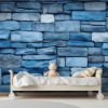 Picture of Hand Made Wallpaper 3D Wall Mural Stone Background Texture Blue Wall