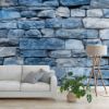 Picture of Hand Made Wallpaper 3D Wall Mural Stone Background Texture Featuring A Blue Wall