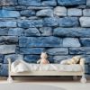 Picture of Hand Made Wallpaper 3D Wall Mural Stone Background Texture Featuring A Blue Wall