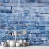 Picture of Hand Made Wallpaper 3D Wall Mural Cement Wall Texture Vintage Blue Brick With Joints A Textured Delight