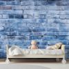 Picture of Hand Made Wallpaper 3D Wall Mural Cement Wall Texture Vintage Blue Brick With Joints A Textured Delight