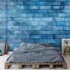 Picture of Hand Made Wallpaper 3D Wall Mural Brick Wall Texture Background Contemporary Blue Perfect Choice