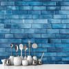 Picture of Hand Made Wallpaper 3D Wall Mural Brick Wall Texture Background Contemporary Blue Perfect Choice