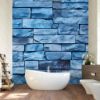 Picture of Hand Made Wallpaper 3D Wall Mural Stone Brick Texture Textures Of A Smooth Blue Wall