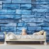 Picture of Hand Made Wallpaper 3D Wall Mural Stone Brick Texture Textures Of A Smooth Blue Wall