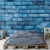 Picture of Hand Made Wallpaper 3D Wall Mural Brick Wall Texture Background Blue Painted Square Block