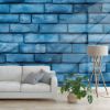 Picture of Hand Made Wallpaper 3D Wall Mural Brick Wall Texture Background Blue Painted Square Block