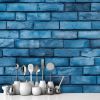 Picture of Hand Made Wallpaper 3D Wall Mural Brick Wall Texture Background Blue Painted Square Block