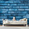 Picture of Hand Made Wallpaper 3D Wall Mural Brick Wall Texture Background Blue Painted Square Block