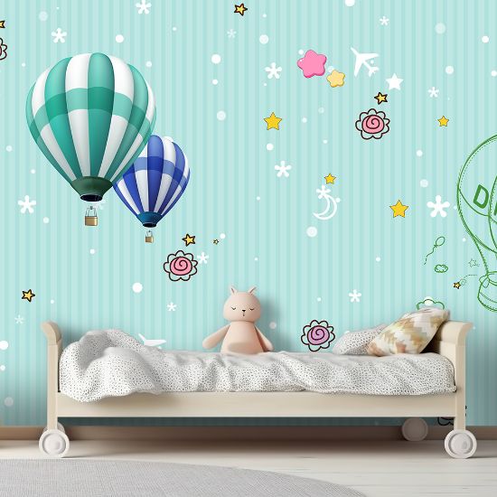 Picture of Hand Made Wallpaper New Modern Children Drawing Cartoon Children's Room Background Wall Dream