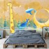 Picture of Hand Made WallpaperNew Modern Personality Children Giraffe Moon Ruler Background Wall