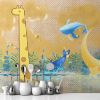 Picture of Hand Made WallpaperNew Modern Personality Children Giraffe Moon Ruler Background Wall