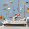 Picture of Hand Made WallpaperNew Cartoon Cars, Train Tracks, Children's Room, Cute Background Wall