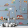 Picture of Hand Made WallpaperNew Cartoon Cars, Train Tracks, Children's Room, Cute Background Wall