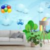 Picture of Hand Made WallpaperBlue Children's Room Cartoon Grass Rainbow Balloon Clouds Tree Background Wall