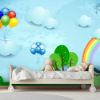 Picture of Hand Made WallpaperBlue Children's Room Cartoon Grass Rainbow Balloon Clouds Tree Background Wall