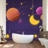 Picture of Hand Made WallpaperDrawing Space Planet Moon Stars Dream Children's Room Tv Background Wall