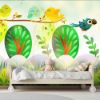 Picture of Hand Made WallpaperModern Warm Cartoon Bird Plant Forest Flower Children's Room Background Wall