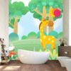 Picture of Hand Made Wallpaper Personality Drawing Fantasy Giraffe Plants Flowers And Birds Children's Room Background Wall