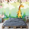 Picture of Hand Made Wallpaper Personality Drawing Fantasy Giraffe Plants Flowers And Birds Children's Room Background Wall