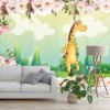 Picture of Hand Made Wallpaper Personality Drawing Fantasy Giraffe Plants Flowers And Birds Children's Room Background Wall