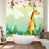 Picture of Hand Made Wallpaper Personality Drawing Fantasy Giraffe Plants Flowers And Birds Children's Room Background Wall 