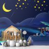 Picture of Hand Made Wallpaper Modern Cartoon Beautiful Moonlight Starry Sky Children's Room Background Wall