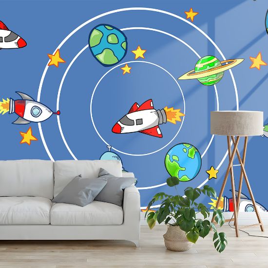 Picture of Hand Made Wallpaper Cartoon Universe Starry Planet Creative Wall Sticker Children's Room Decoration