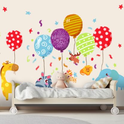 Picture of Hand Made Wallpaper Cute Animal Cartoon Balloon Children Stickers Baby Room Decoration