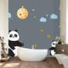 Picture of Hand Made Wallpaper Cartoon Children's Room Gray Background Wall Panda Moon Nebula Sticker