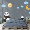 Picture of Hand Made Wallpaper Cartoon Children's Room Gray Background Wall Panda Moon Nebula Sticker