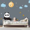 Picture of Hand Made Wallpaper Cartoon Children's Room Gray Background Wall Panda Moon Nebula Sticker