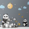 Picture of Hand Made Wallpaper Cartoon Children's Room Gray Background Wall Panda Moon Nebula Sticker