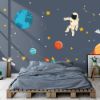 Picture of Hand Made Wallpaper Children's Room Cartoon Space Gray Background Wall Earth Satellite Rocket Sticker