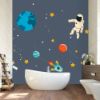 Picture of Hand Made Wallpaper Children's Room Cartoon Space Gray Background Wall Earth Satellite Rocket Sticker