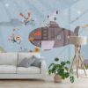 Picture of Hand Made Wallpaper Cartoon Children's Room Underwater World Background Wall