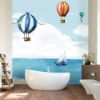 Picture of Hand Made Wallpaper Nordic Minimalist Drawing Cartoon Landing Balloon Children's Room Background Wall